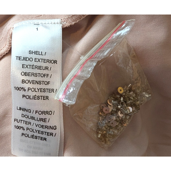 BHLDN Anthropologie Blaise Blush Pink Sheer Chiffon Beaded Maxi Dress Size 2 - Picture 14 of 16